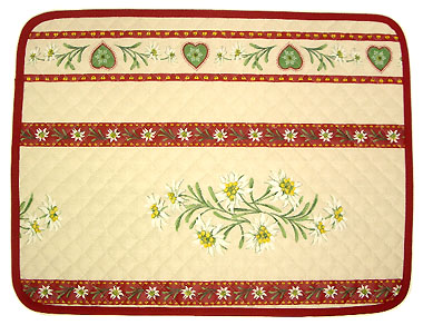 Provence quilted Placemat, coated (Edelweiss raw x bordeaux) - Click Image to Close